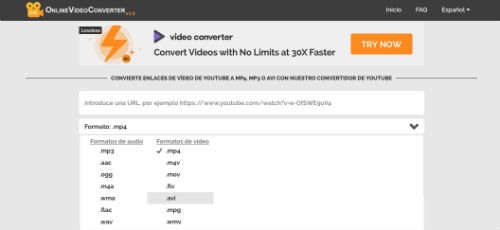 convertir videos con Online Video Converter